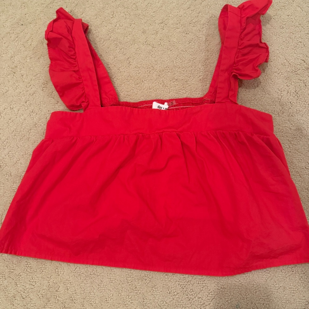 Red Ruffled Women's Tank Top